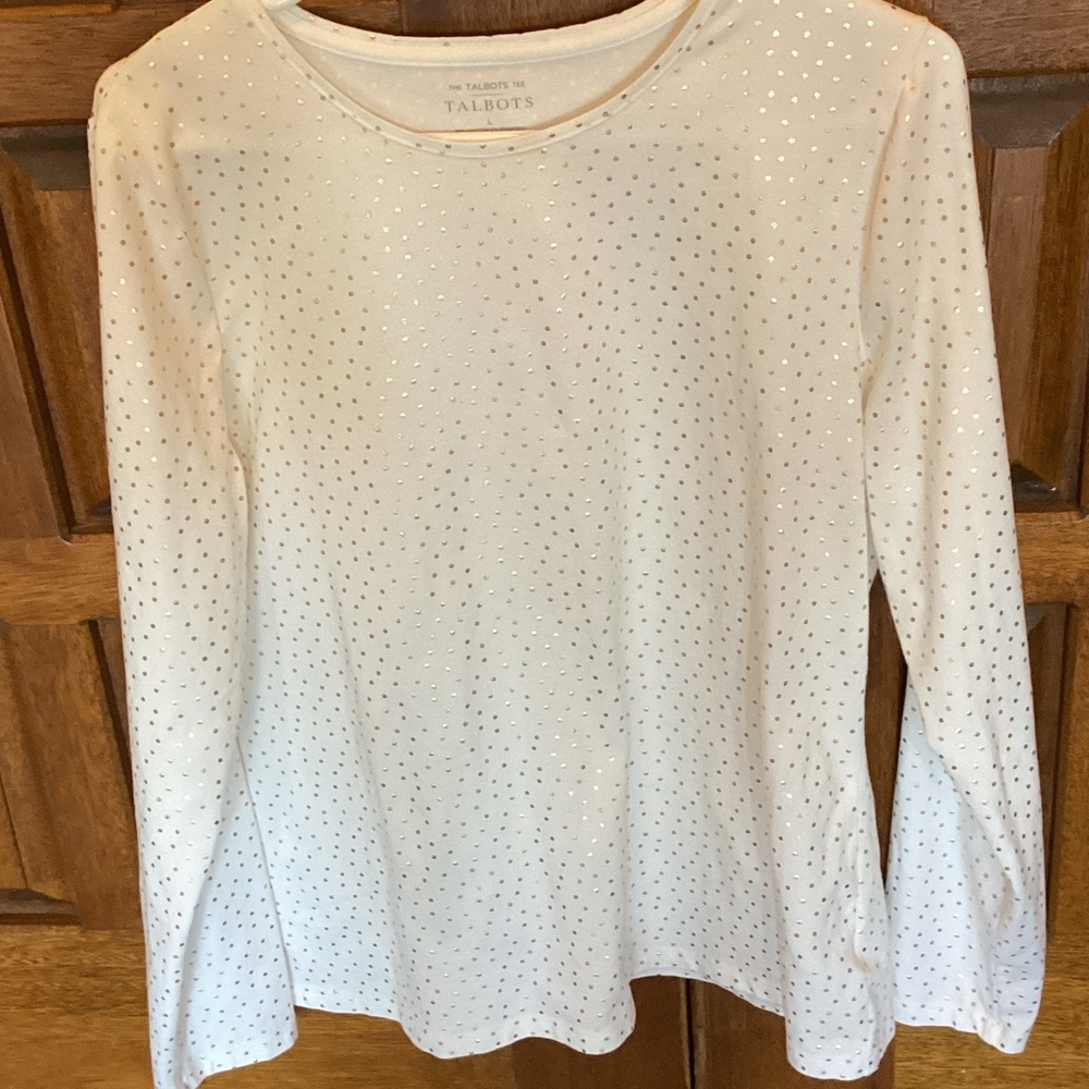 Talbots Long Sleeve Tee with Gold Accents